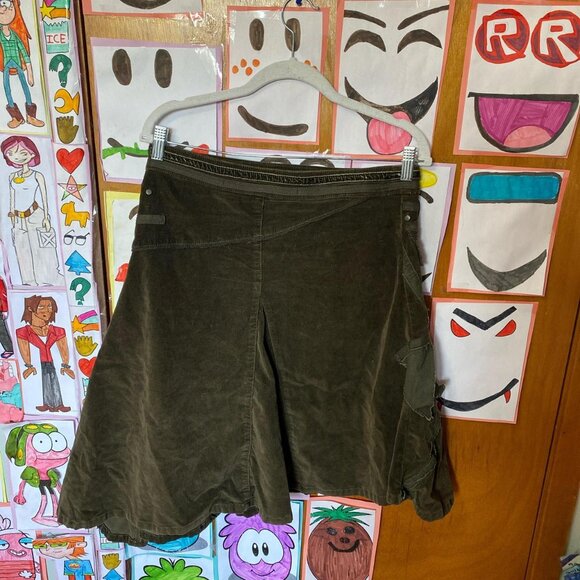 Corduroy asymmetrical midi skirt - Picture 2 of 2